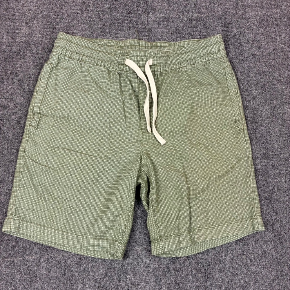 Goodfellow & Co Mens Green Micro Check Drawstring Pull On Shorts Size Small W30